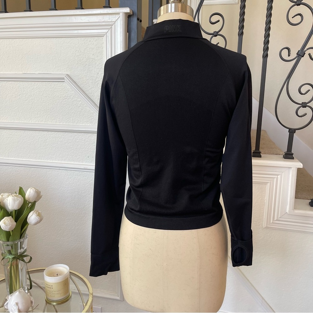 NWOT PINK by Victoria’s Secret 1/4 zip crop pullover black size M L